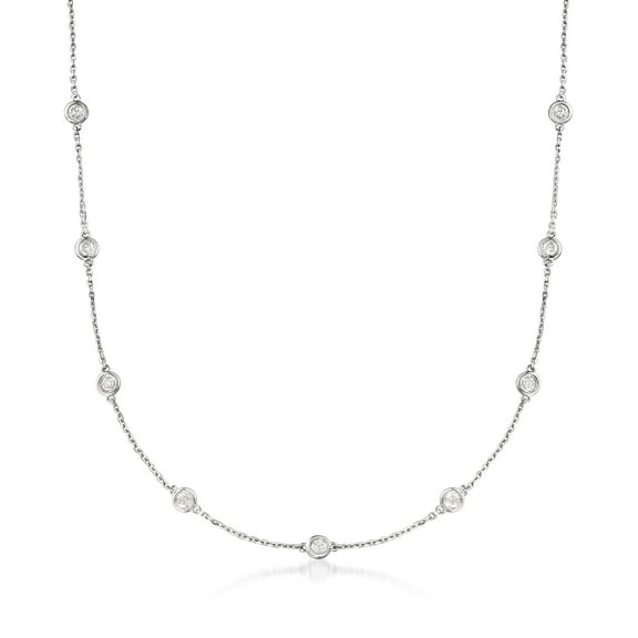 Ross-Simons 2.00 ct. t.w. Bezel-Set Diamond Station Necklace in Sterling Silver, Women's, Adult