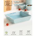 thumbnail image 2 of Square Porcelain Baking Dish, 8"x 8" Ceramic Baking Pan, Embossed Lasagna Pan with Handle, Casserole Dish for Cooking Roast Chicken Dinner Kitchen, Light Sky Blue, 2 of 7