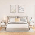 thumbnail image 6 of Masupu Nightstand with Charging Station,Mid-Century Modern Bedside Table with Storage Drawer and Open Wood Shelf,Small Gold Frame Side Table for Bedroom,Living Room (White), 6 of 9