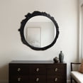 thumbnail image 3 of Decorative Large Oval Wall Mirror for Bedroom Decor - Stylish Sculptural Mirror Perfect for Living Room, Bathroom, or Entryway Decor - Versatile Wall Accent for Hallway and Home Decor - 35", Black, 3 of 11