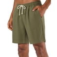thumbnail image 3 of BRANROY Mens Beach Casual Running Shorts - Drawstring Elastic Waist Summer Short Pants for Men, Perfect for Yoga, Golf, and Beach Relaxation,Army Green S, 3 of 9