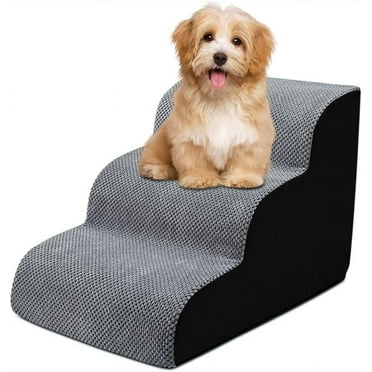 Dog Stairs for Bed, Pet Stairs for Small Dogs, 3-Layer High-Density Foam Pet Steps, Non-Slip Gentle Slope Dog Stair Ramp with Removable and Washable Cover, Suitable for small, short, elderly pets.