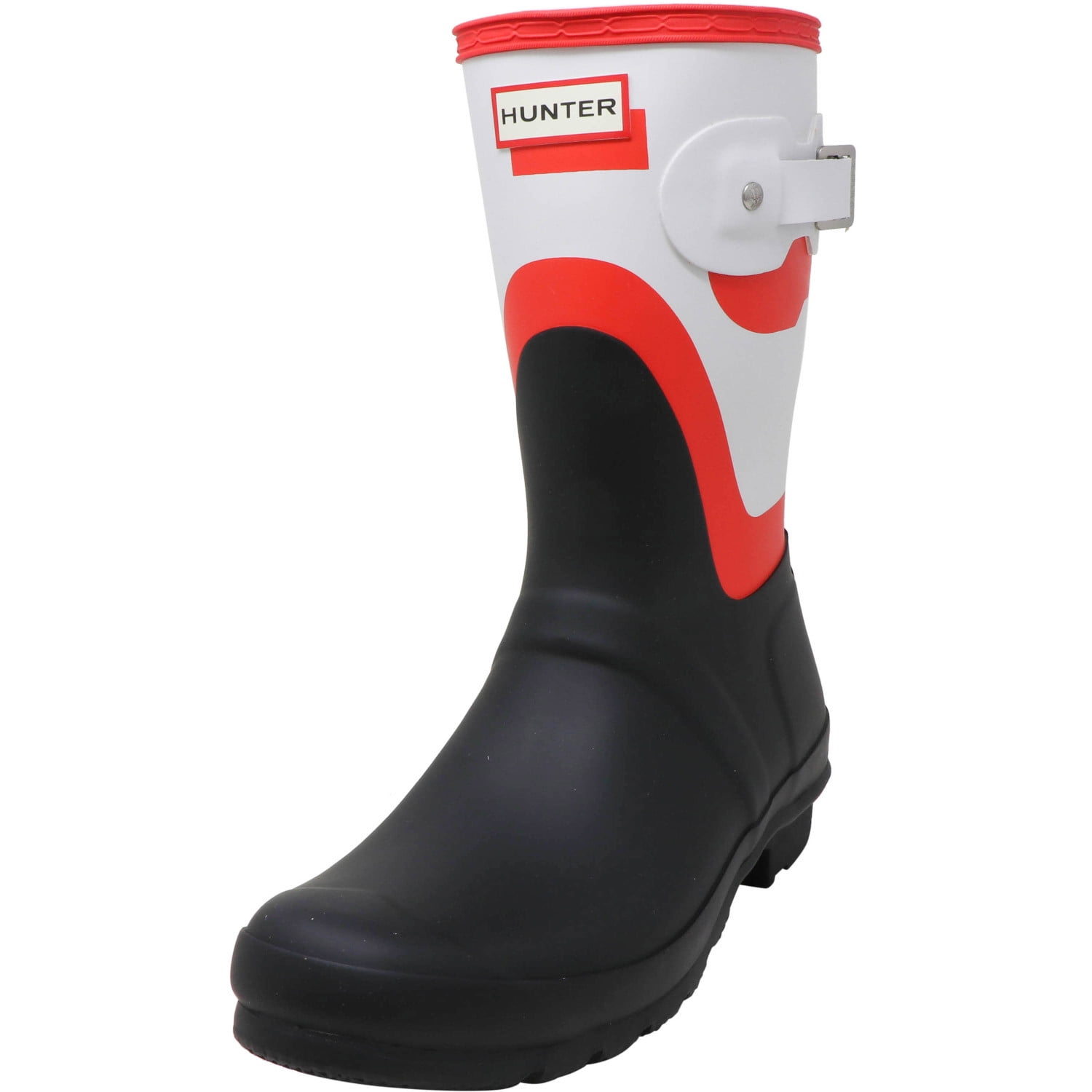 red and white rain boots