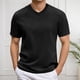 thumbnail image 2 of Camiseta informal de cuello en V para hombre: color liso, para actividades al aire libre/verano, versátil con vaqueros, tallas S-XXXL, 70-80 cm de largo., 2 of 4