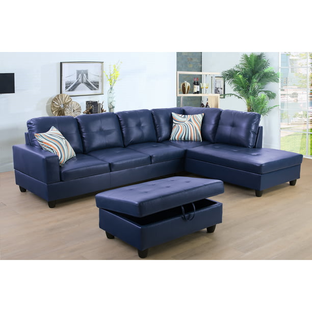 Golden Furniture 3PCS L Shape Faux Leather Sectional Sofa Set, Living ...