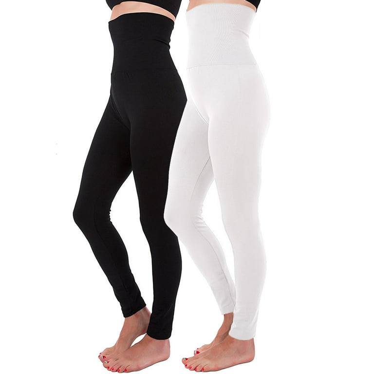 2-Pack Plus Size High Waist Tummy Control Full Length Legging Compression  Top Pants Fleece Lined XL 2XL 