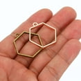 thumbnail image 3 of 50pcs Open Bezels, Resin Bezels Pendants Mold Open Back Bezels Alloy for Resin Jewelry Making, Hexagon,Silver Gold, 3 of 6