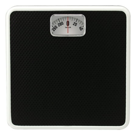Taylor 9.8” x 9.8” 300 lb Analog Dial Bathroom Scale with Dial Display Black