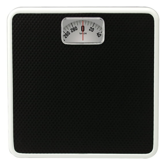 Taylor 9.8” x 9.8” 300 lb Analog Dial Bathroom Scale with Dial Display Black