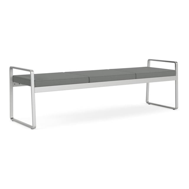 Banc 3 Places pour Réception et Salle d'Attente Gansett / Acier Argenté / Gris Pâle