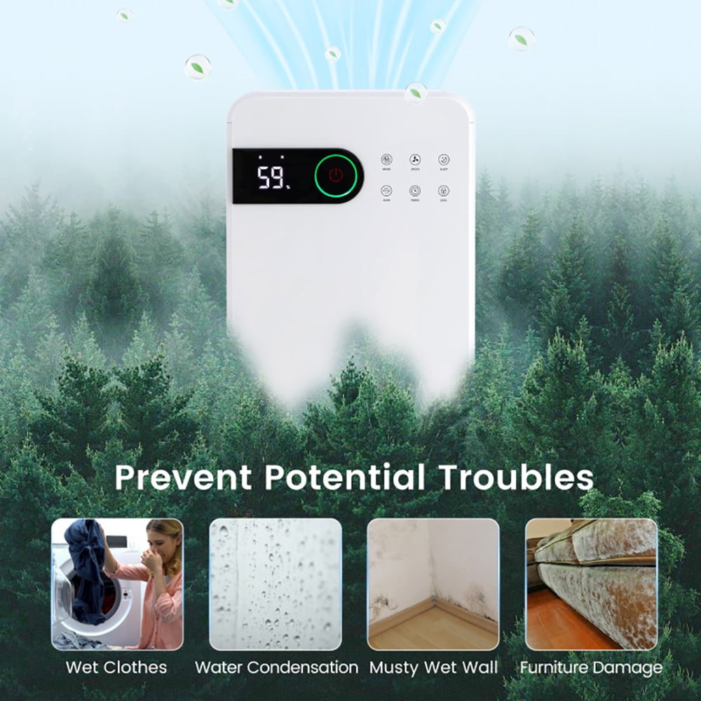 Resenkos Smart Dehumidifier, Humidity Control,32 Pints Dehumidifier with Sleep Mode and 24H Timer for Home Basement-White