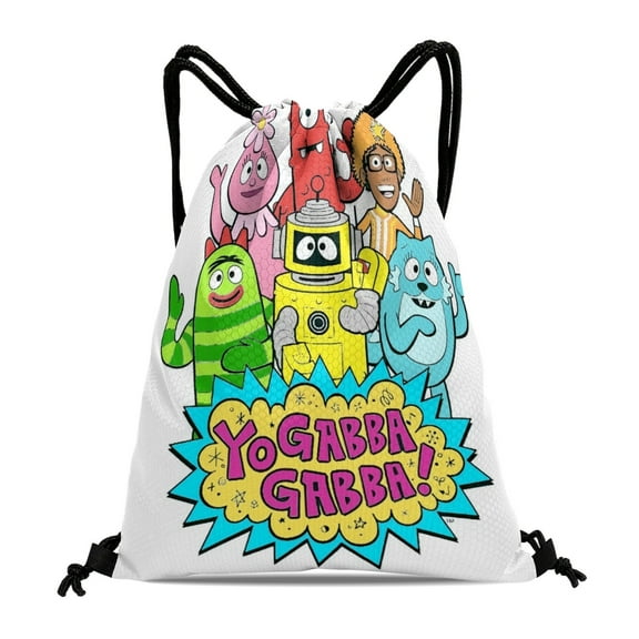 Drawstring Backpack for Yo Gabba Gabba Sackpack Women Men Adults Party Favor Bags Sports for Gym Travel Swimming Hiking Camping Tote Bag 11.8 × 15.7 in