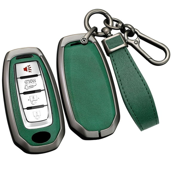 Car Key Cover Fit for Infiniti 2023 2024 Metal Key Skin Leather Key Protector for Q50 Q50L Q60 QX50 QX55 QX60 2018-up Key Fob,Smart Remote Key Fob Case Holder
