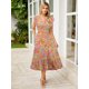 thumbnail image 2 of Vestido largo de verano BerryGo 2025 con estampado floral naranja para mujer, 2 of 6