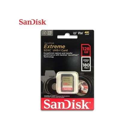 128GB SDXCカード SDカード SanDisk サンディスク Extreme Class10 UHS-I U3 V30 4K R:180MB/s W:90MB/s 海外リテール SDSDXVA-128G-GNCIN ◆メ