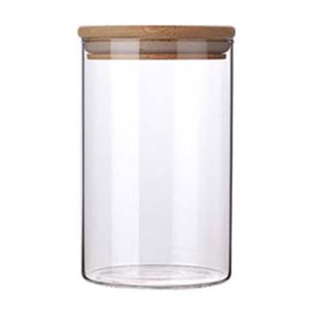 AMERTEER Bouteille de Rangement de Cuisine en Verre Transparent à Cylindre Haut Scellé avec Couvercle
