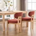 thumbnail image 4 of S-HOME Modern Fabric Upholstered Dining Chairs Set of 2 in Natural Rubberwood for Kitchen and Dining Room Spaces, Dark Orange, 4 of 10