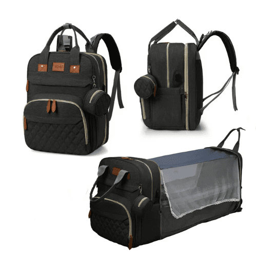 Convertible Baby Diaper Bag and Diaper Backpack with Changing Station