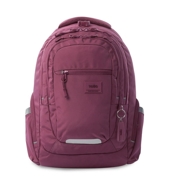 TOTTO Mochila Ergonómica Grande para Mujer Porta Laptop 13 con Bolsillo Secreto | Escuela - Oficina vino G