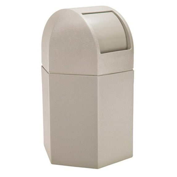 Commercial Zone 73790299 45-Gallon Hex Waste Container with Dome Lid - Beige