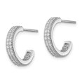thumbnail image 3 of Auriga Fine Jewelry 925 Sterling Silver Rhodium-plated CZ 14x3.5mm C-Hoop Post Earrings for Women, 3 of 6