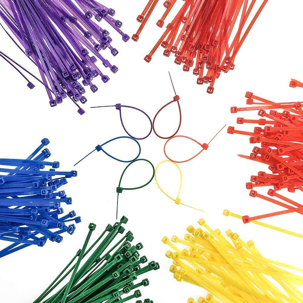 1200 Pieces Zip Ties Multi-Purpose Assorted Colored Self-Locking Nylon Cable 