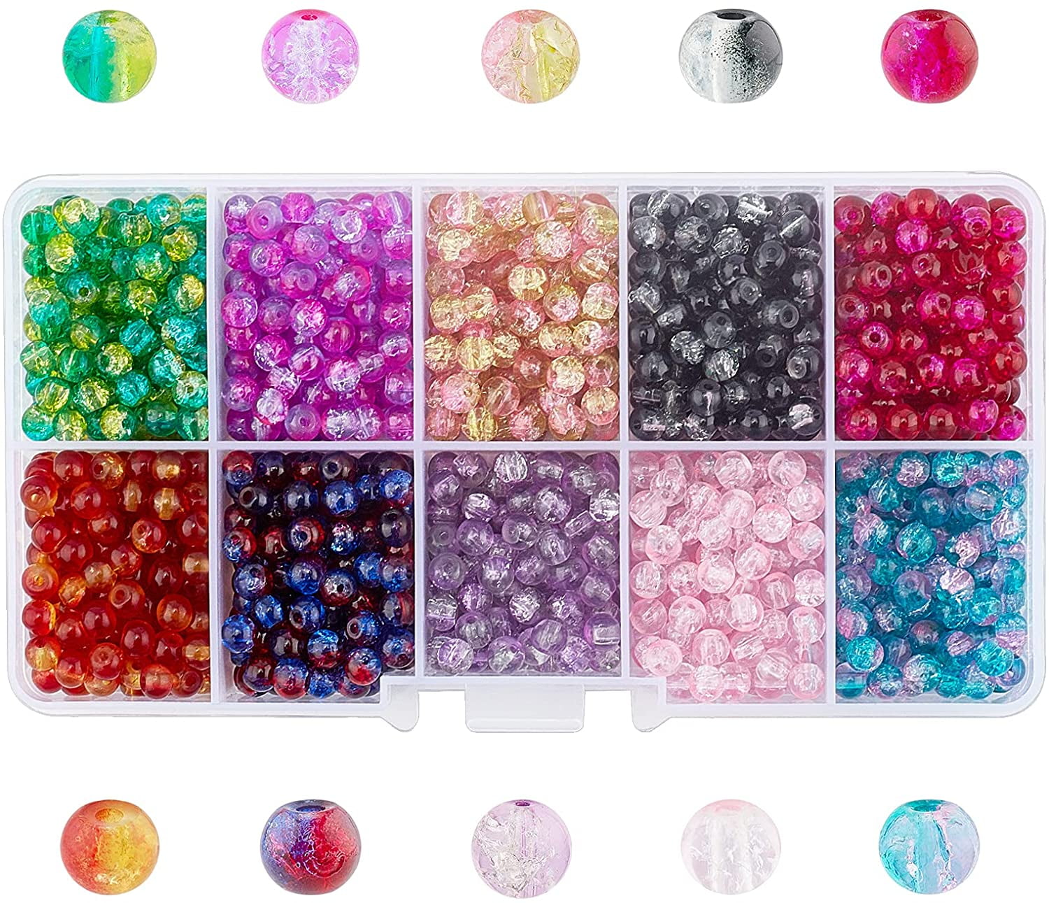 1000pcs 10 Color Crackle Glass Beads 4mm Lampwork Handcrafted Round ...