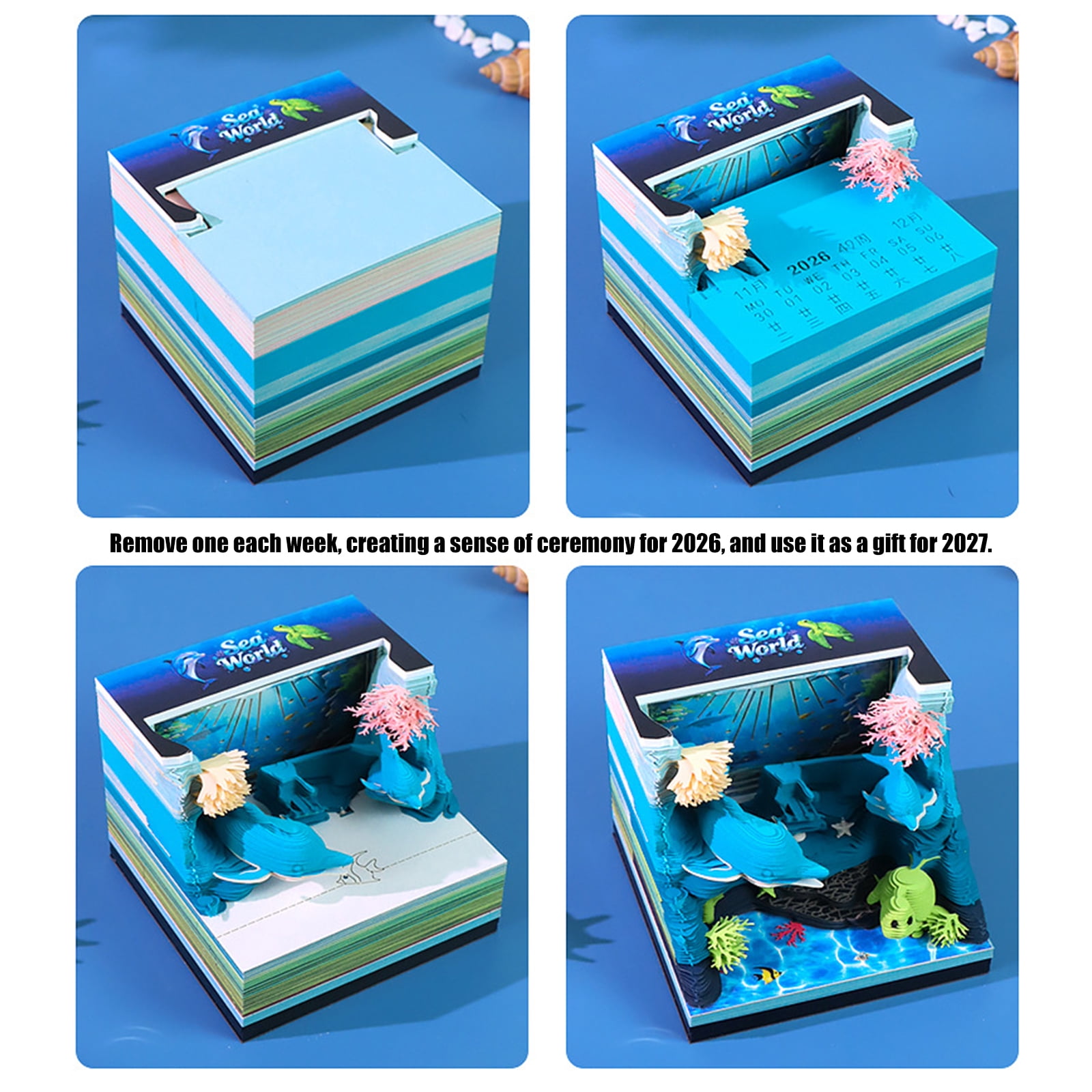Sustainable 2026 Desk Calendar Featuring Marine Life Art Perfect For Motivation