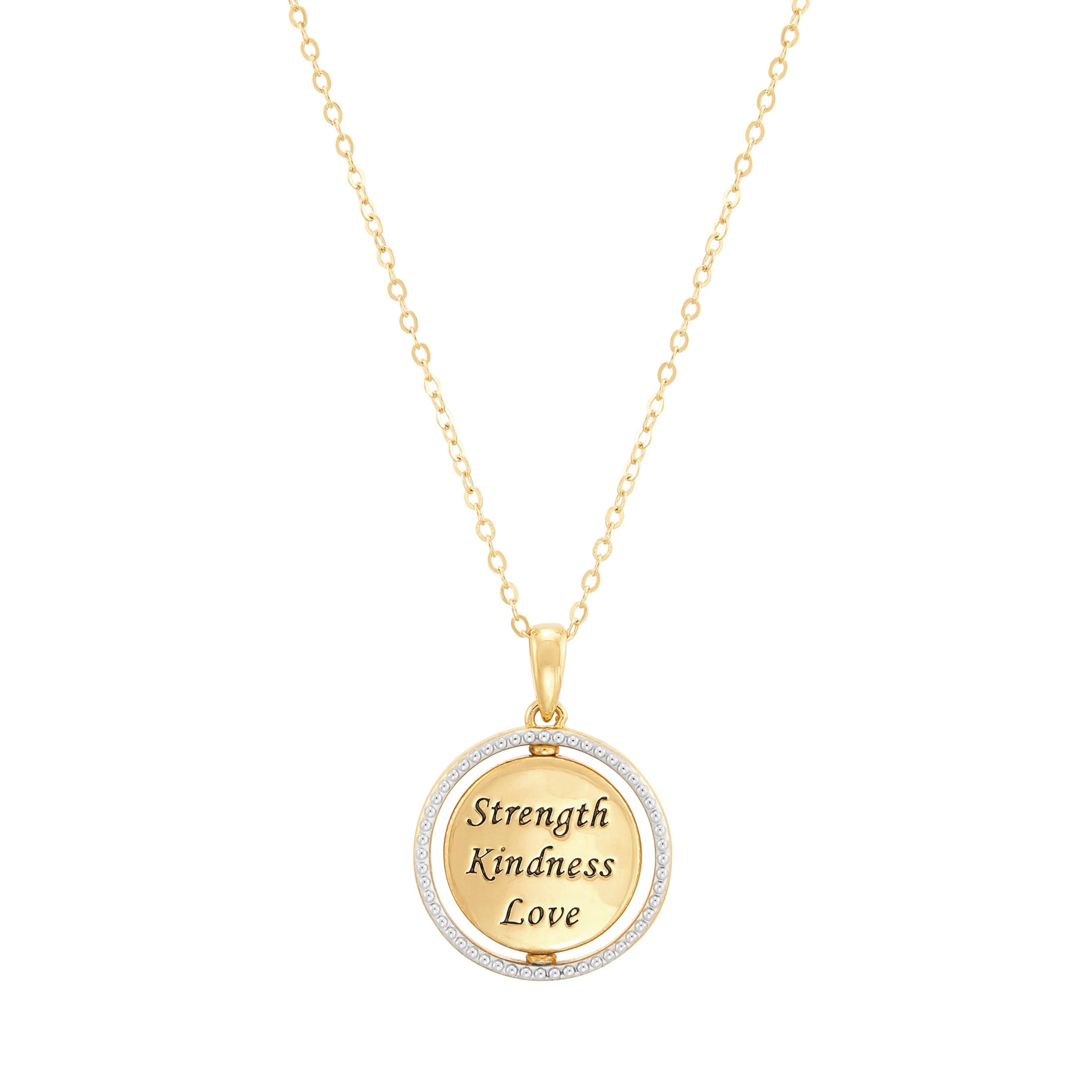 Brilliance Fine Jewelry Sterling Silver 14KT Gold Plated Spinning Sun Moon Circle Pendant Necklace, 20"