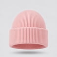 thumbnail image 2 of Fall Winter Unisex Ribbed Knitted Beanie Solid Color Fold Cuff Skull Cap Soft Stretchy Warm Beanie Hat for Men Women Casual Daily Outing Pink, 2 of 5