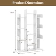 thumbnail image 3 of Giantex Tree Bookshelf, Wooden Bookcase w/13 Staggered Shelves, Geometric Display Wood Storage Organizer, White, 3 of 7
