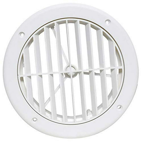 Valterra A10-3363VP White Rotating Heat and A/C Register (5" ID, 1-1/8" Collar Extension)
