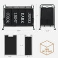 thumbnail image 3 of Laundry Sorter 4 Section, 47.8 Gal (181 L) Laundry Hamper with Wheels, Clothes Divider Basket Sorter, Clothes Separator Hamper Cart with Wheels and Removable Bags, Label Black, 3 of 8