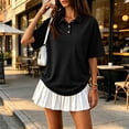 thumbnail image 3 of Women Polo Shirts Cotton Short Sleeve 3 Button Collar Shirts Summer Casual Moisture Wicking Golf Tops Summer Work Top, 3 of 4