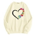 thumbnail image 4 of GPOECD Chandail en Molleton Sans Capuche à Col Rond Imprimé Lettre Manches Longues Couleur Unie Mode Décontractée pour Femmes Coupe Ample Confortable Jaune Clair,S, 4 of 5