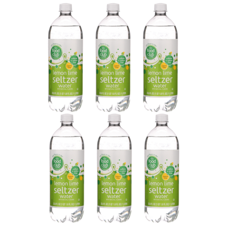 Food Club Lemon Lime Seltzer Water, 6 Pack, 33.8 fl oz Bottles