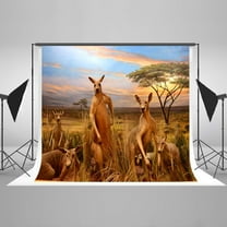 GreenDecor 7x5ft Golden Style Frame Lovely Kangaroo Children Baby Photo Shooting Backdrop Photography Background Studio Props