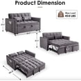 thumbnail image 3 of ShiKeyi 3 in 1 Convertible Sleeper Futon Sofa Bed, 55" Pull Out Sofa Bed with Storage Pocket/Side Pocket/2 Pillows for Living Room, Dark Gray, 3 of 6