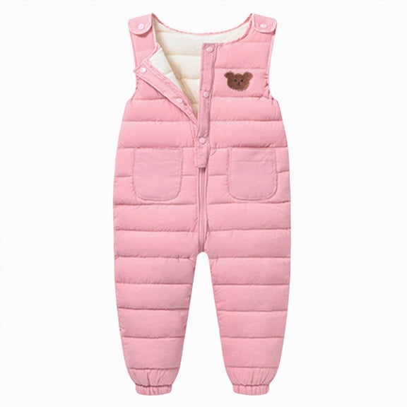HCNTES Children's Insulated Snowsuit with Adjustable Shoulder Straps Kids Winter Bib Overalls for Snow Fun(A-Pink,2-3 Years)