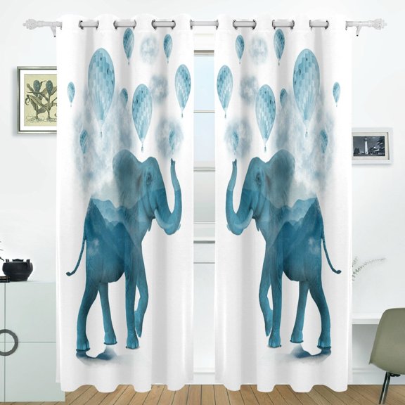 POPCreation Elephant Art Window Curtain Blackout Curtains Darkening Thermal Blind Curtain for Bedroom Living Room,2 Panel (52Wx84L Inches)