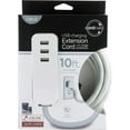 thumbnail image 3 of Cordinate Designer Extension Cord, 3-USB Charging Ports with Surge Protection, Gray, 10ft Cord and Flat Plug, 3.4A USB Charging Ports, 37920, 3 of 4