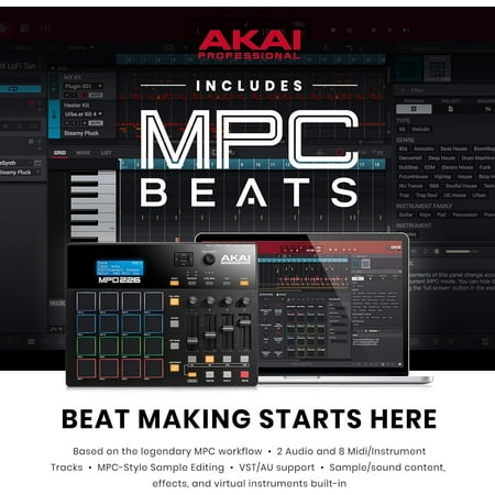 Akai Professional MPD226 | 16-Pad USB/MIDI Pad Controller With Full Complement of Fully-Assignable, Production-Ready Controls