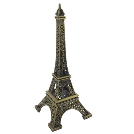 Unique Bargains Bronze Tone Vintage Style Metal Eiffel Tower Statue Model Decor 13cm High