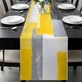 thumbnail image 2 of Abstract Color Stitching Table Runner 13x48 Inch Yellow Gray Wavy Pattern Table Runner Non-Slip Dresser Scarves for Holiday Decorations, Party, Dinner and Gatherings, 1 Pack, 2 of 8