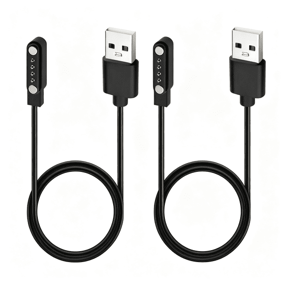 GJX 2-Pack Universal Magnetic Charger Cable for Smart Watch,4-Pin 7.62Mm Pin-Pitch Fast Charging Replacement Cord for Smartwatch,Fitness Tracker,Bone Conduction Headphones