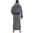 thumbnail image 5 of APEXFWDT Men's Big&Tall Long Robe Light Fleece Colorblock Hooded Bathrobe with Pockets, Loungewear,XXXXL,Gray, 5 of 5