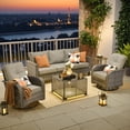 thumbnail image 3 of Vcatnet Patio Furniture Sets, 5 Pieces Wicker Outdoor Sectional Sofa, Rattan Patio Outdoor Conversation Set with Swivel Rocking Chairs and Coffee Table, Dark Gray, 3 of 10