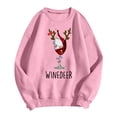 thumbnail image 4 of GPOECD Chandail en Molleton Léger à Manches Longues Col Rond Imprimé de Noël pour Femmes Chandail Décontracté Graphique de Vacances Tissu Doux Confortable Rose,L, 4 of 4