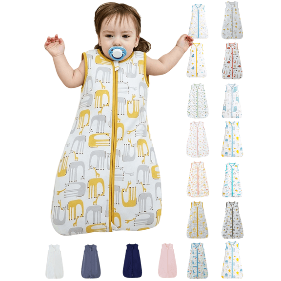 Baby Sleep Sack Newborn Sleeping Bag Infant Wearable Blanket Cute Print Baby Sleeping Bag Sleeveless Sleep Sack with Double Zipper Breathable Nursery Swaddle Baby Shower Transition From Swaddle