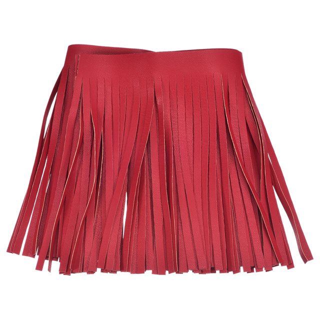Unique Bargains 2 Yards 6 Inch Faux Leather Fringe Trim Tassel Fringe for Sewing, Red